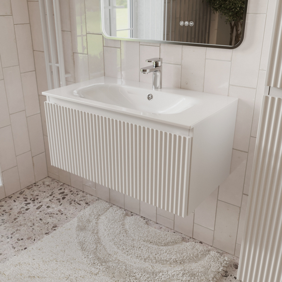 Тумба с раковиной подвесная (80 см) Terminus Sicilia SIC10801900301O, белый