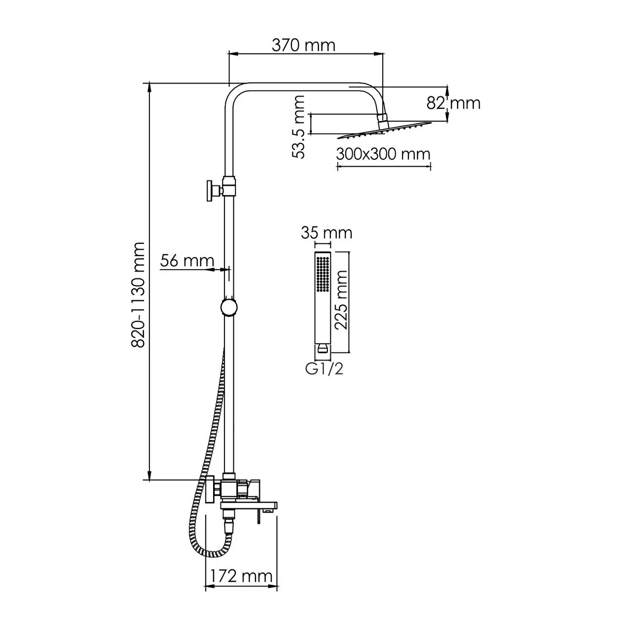 Душевая стойка WasserKraft A177.118.103.010.CH хром