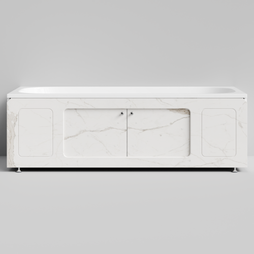 Экран под ванну Vod-ok Лидер 180 раздвижной Мрамор Белый натур милк