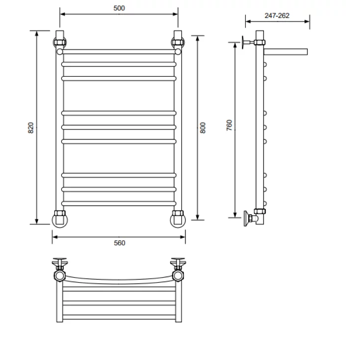 Полотенцесушитель водяной Veconi Nemi-B, 50/80, графит