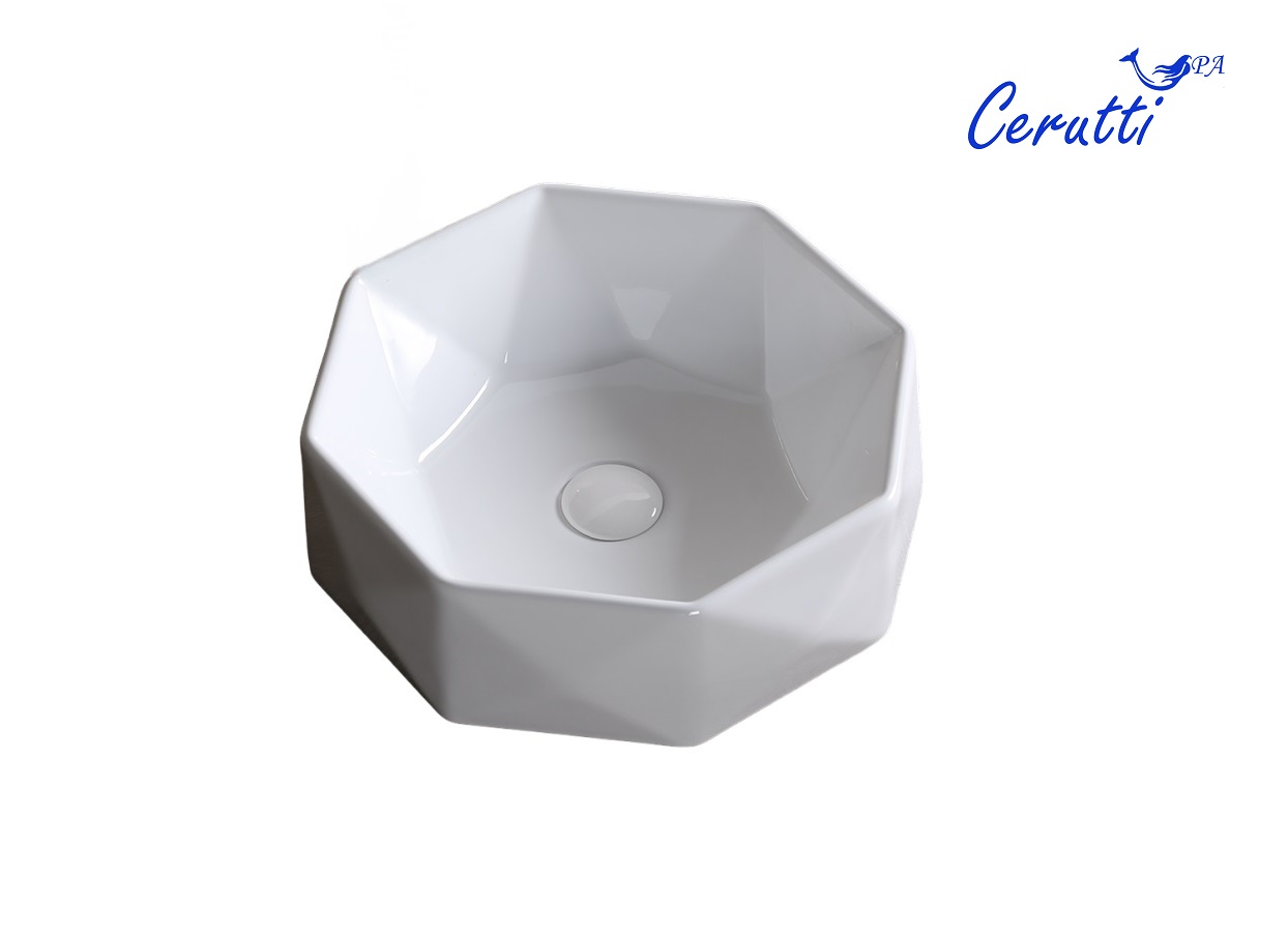 Раковина Ceruttispa CR0057 накладная, белая, многогранная 420х420х130