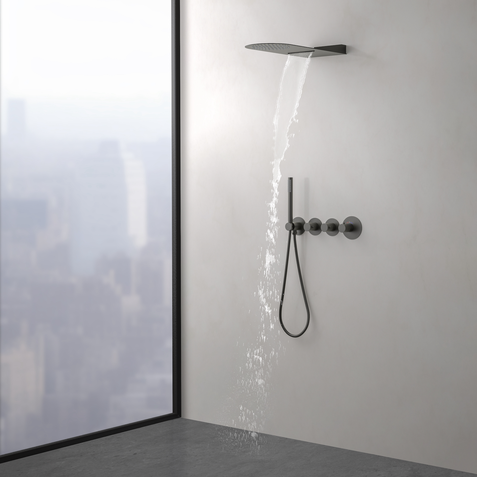 Душевая система встроенная с термостатом Timo Saona SX-2350/18SM черное золото