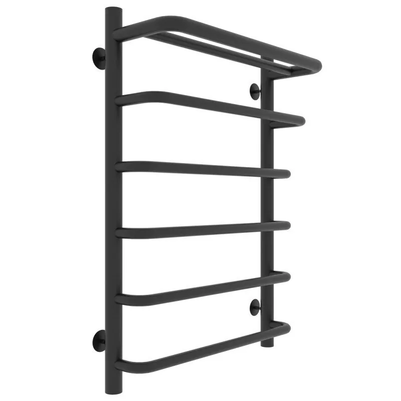 Полотенцесушитель водяной Laris Стандарт П6 500х700 с полкой, черный матовый