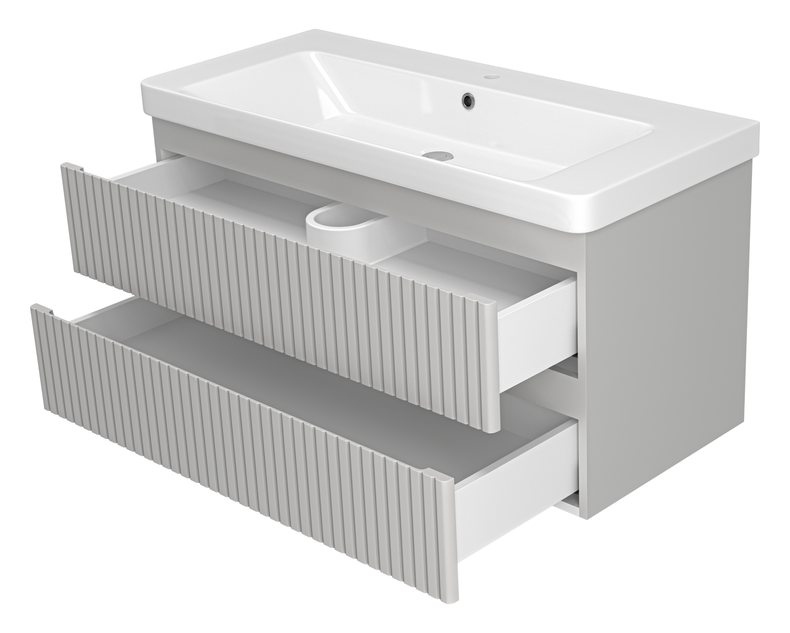 Тумба с раковиной Brevita Victory 105 подвесная, серый шелк
