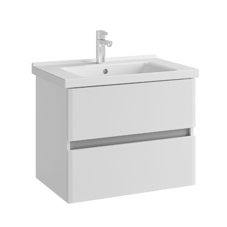 Тумба подвесная SanStar Велья 70 с раковиной Миранда 70 (комплект), белая