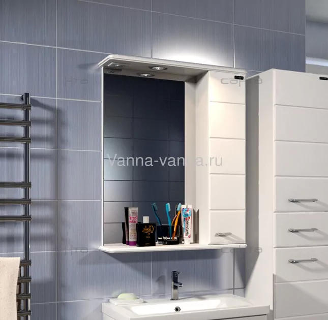 Зеркало со шкафчиком Санта Омега 60 R свет, белый
