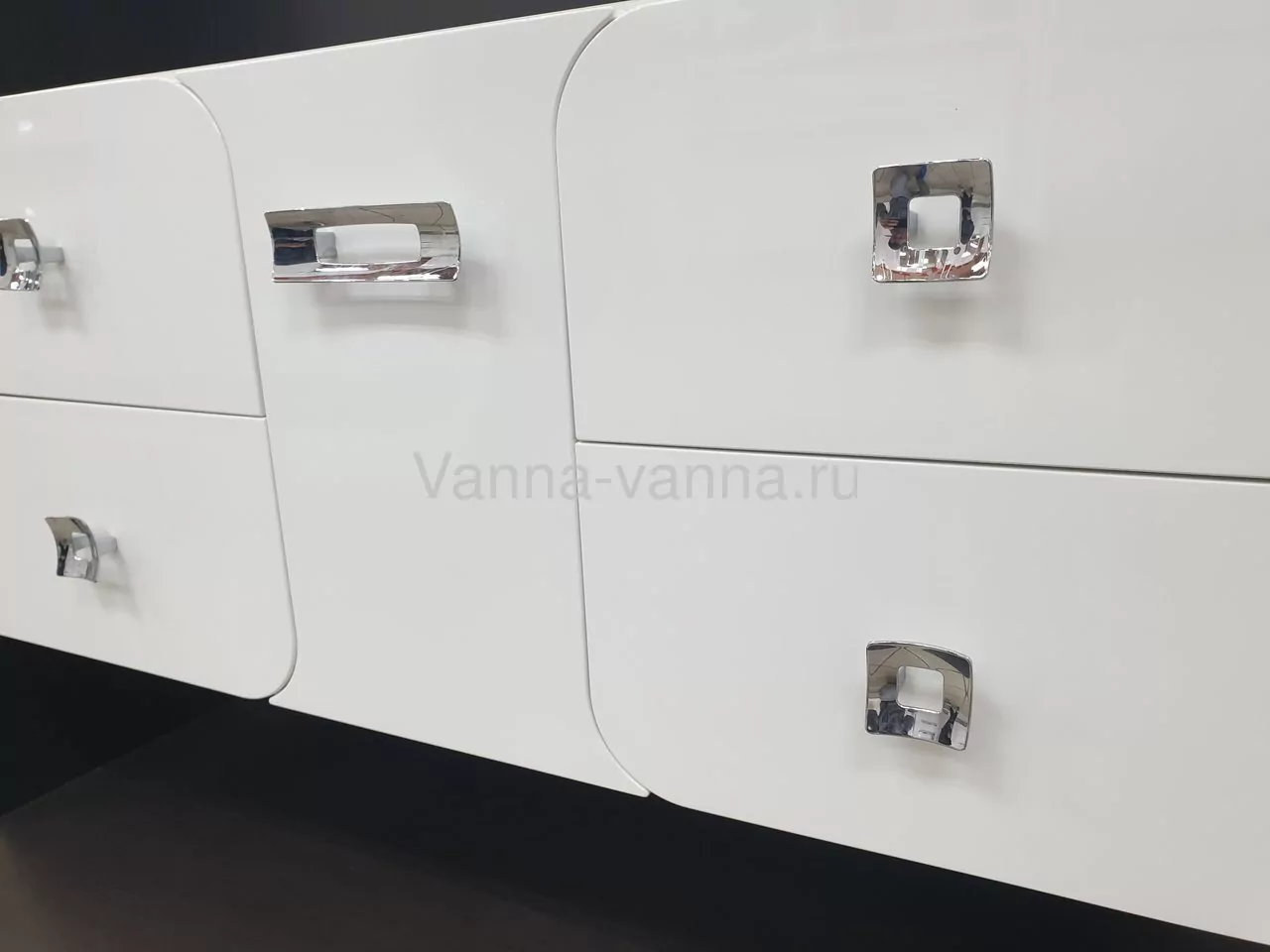 Тумба подвесная Vod-ok Elite Астрид 120 с двойной раковиной Classica 120, 5 ящиков, белая