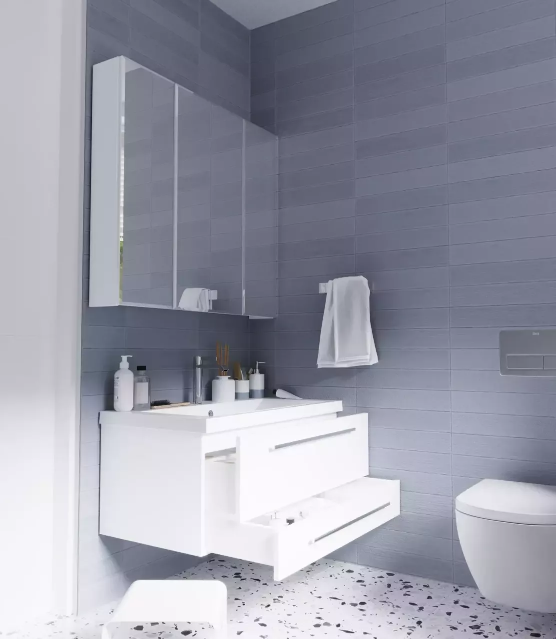 Тумба подвесная 1Marka Соната 90П с раковиной Нота New Polytitan 90, 2 ящика, белый