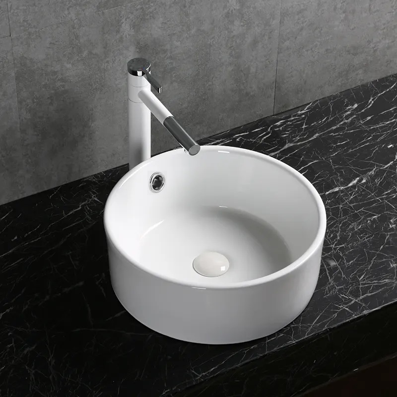 Раковина Ceruttispa CR7022 накладная, белая, круглая, с переливом 420х420х170