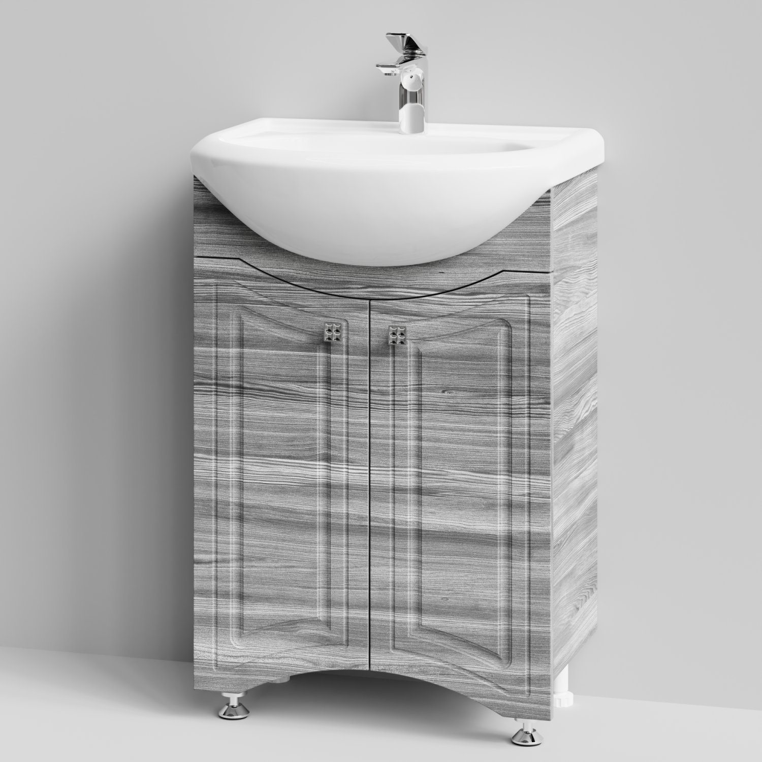 Тумба с раковиной Адам 55 напольная, Лиственница структурная контрастно-серая