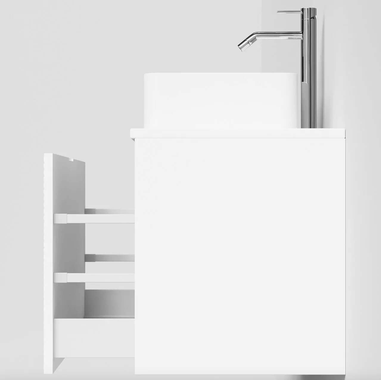 Тумба подвесная Vod-ok Соло 100 с раковиной Олимпия 560, белый + 7 цветов от магазина Vanna-Vanna.ru!