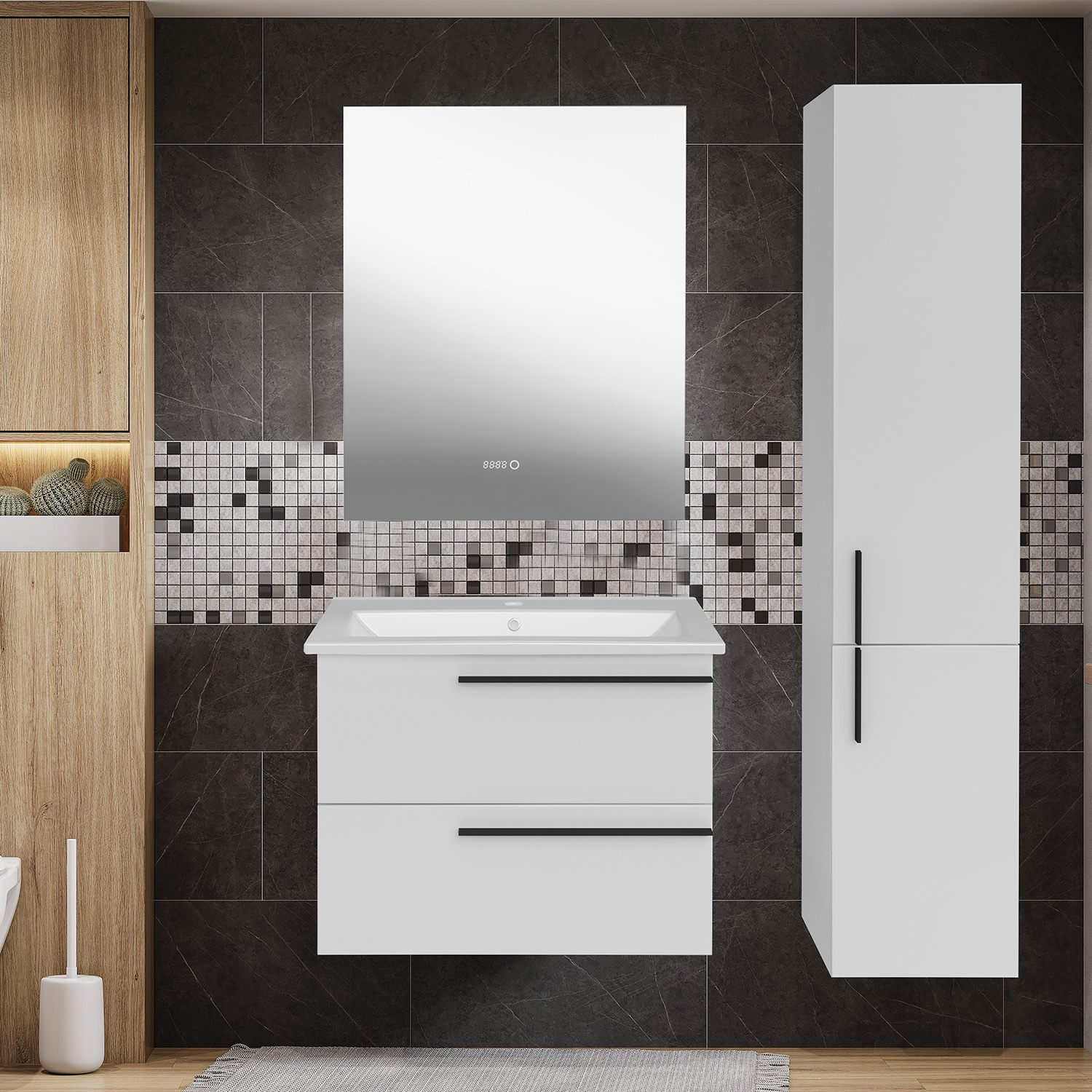 Мебель для ванной Асб-мебель Тида 80 комплект, подвесной, белый