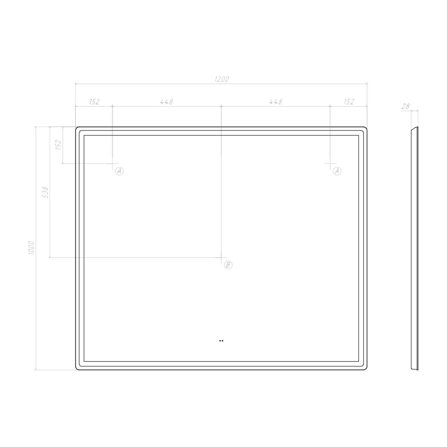 Зеркало Vigo Roberta Comfort 120 свет, сенсор, антизапотевание