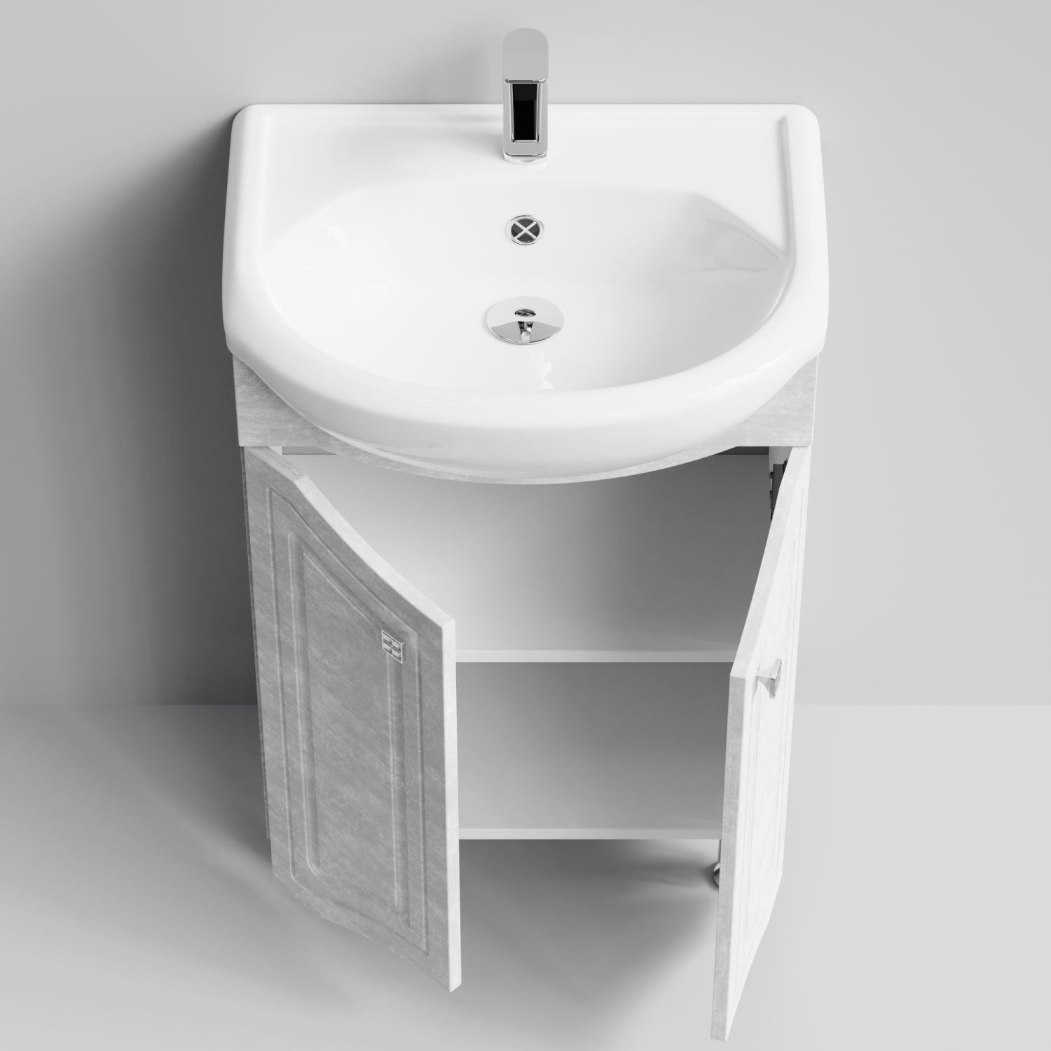 Тумба с раковиной Адам 55 напольная, Белый камень