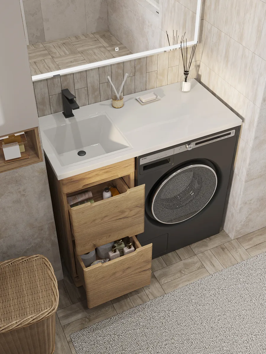 Тумба напольная SanStar Толедо 40 с раковиной Даллас 100 левый gold craft