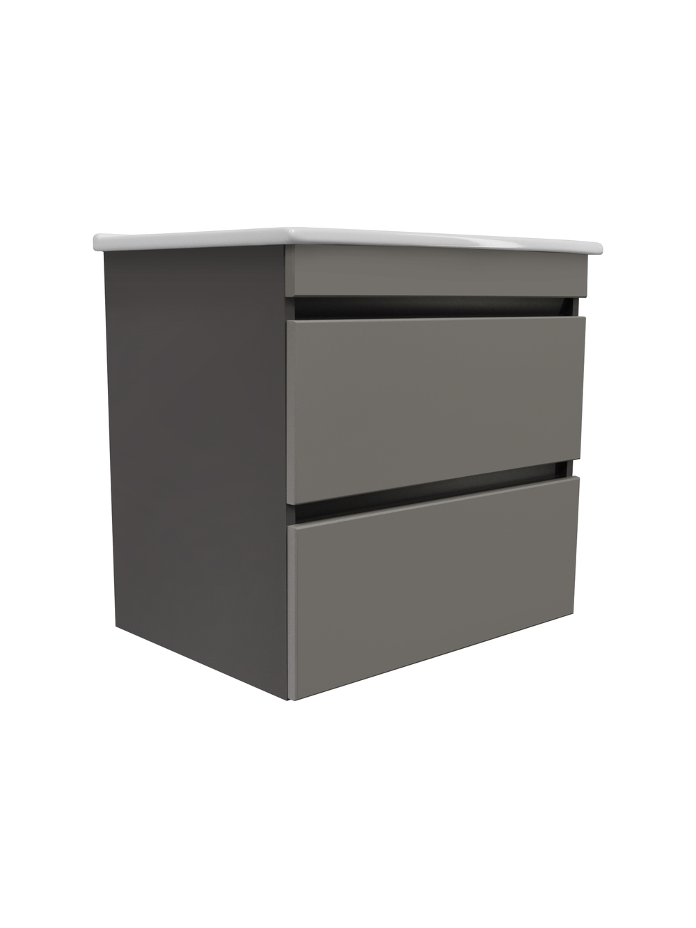 Тумба подвесная Runo Манхэттен 65 с раковиной Оскар 65, темно-серая/серая