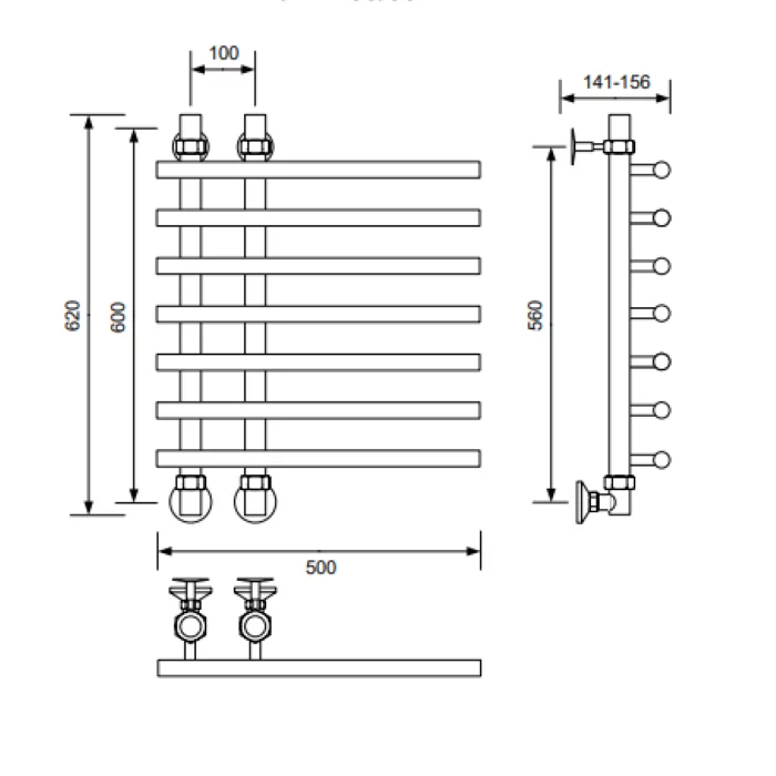Полотенцесушитель водяной Veconi Tufo, 50/10/60, черный