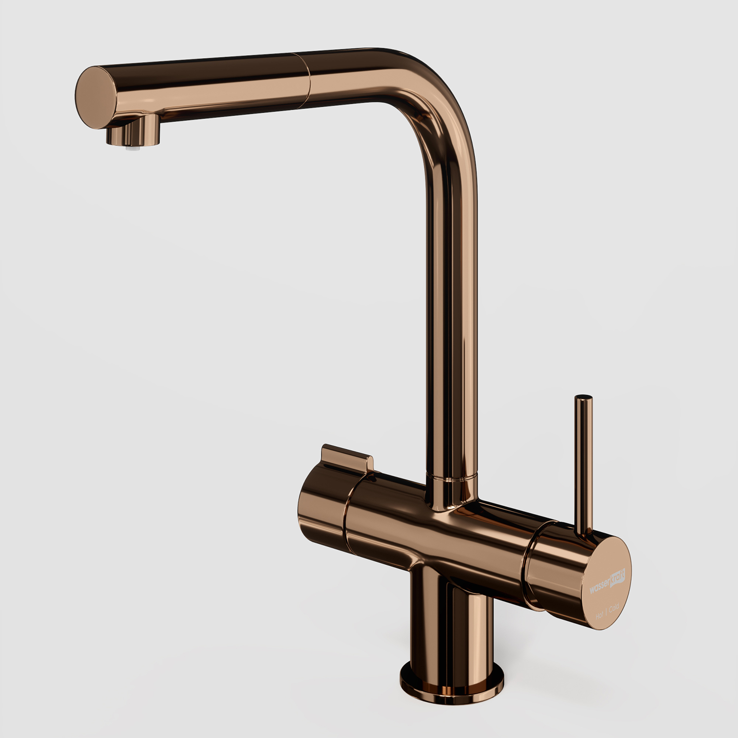 Смеситель для кухни под фильтр с выдвижной лейкой WasserKraft A8997 розовое золото