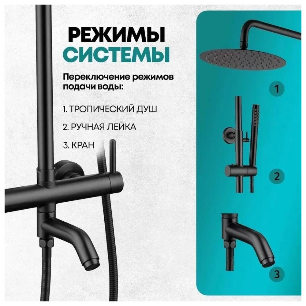 Душевая система Grocenberg GB7099BL, черный от магазина Vanna-Vanna.ru!