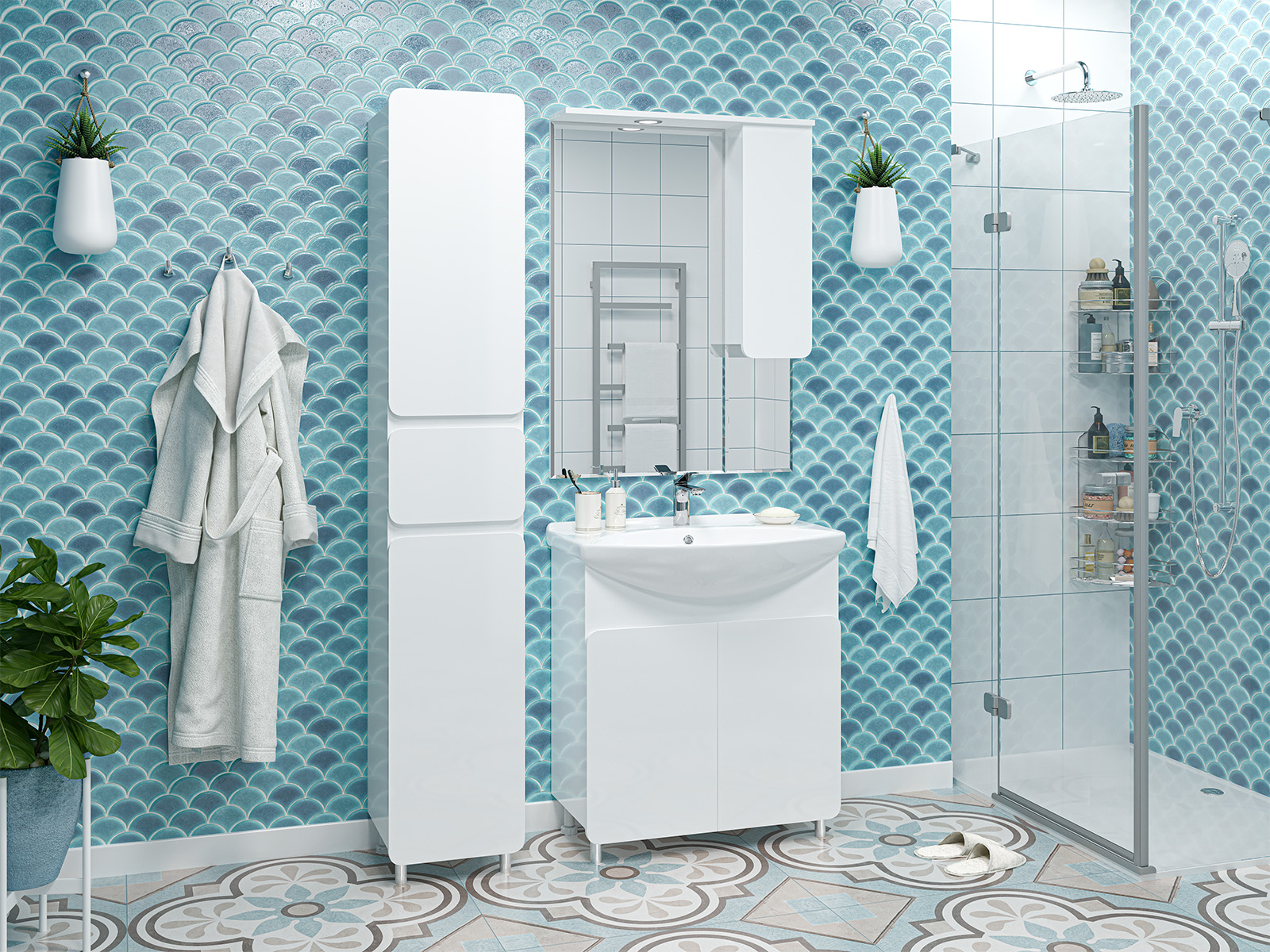 Тумба с раковиной Misty Чегет 75 белый