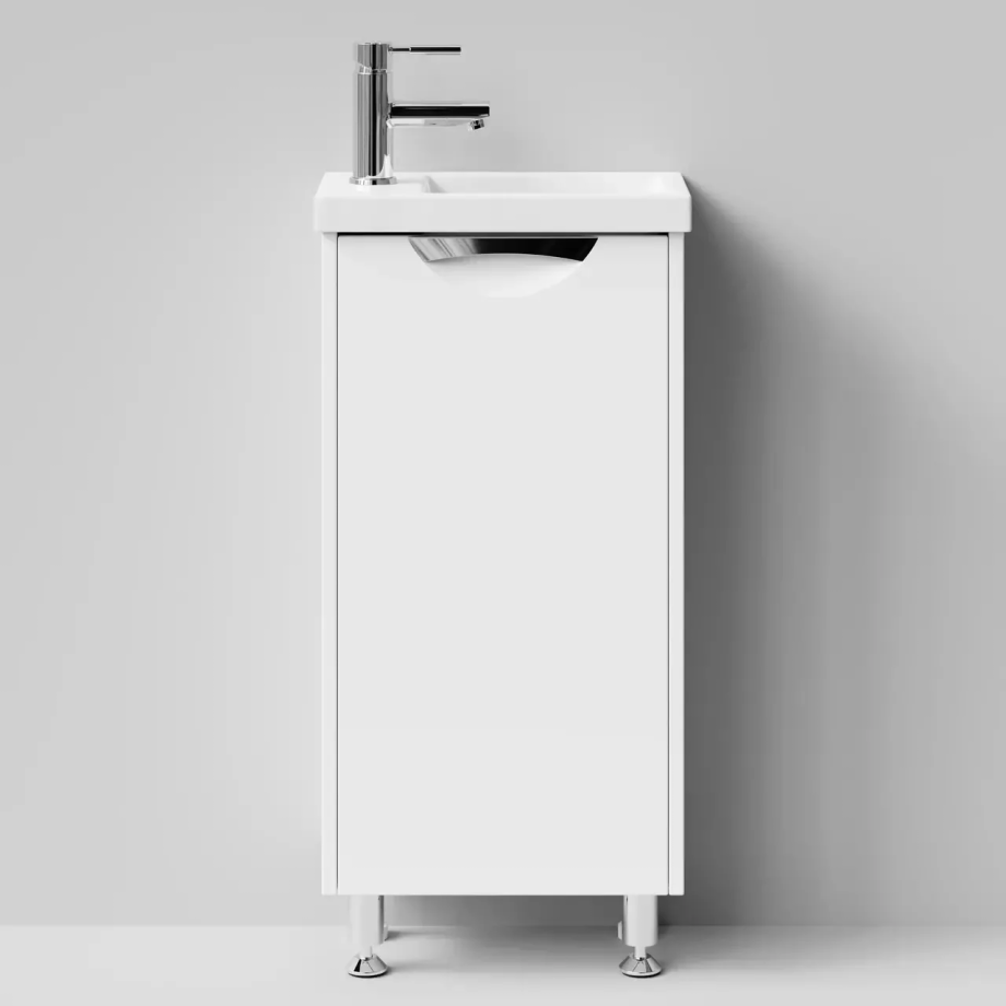 Тумба напольная Vod-ok Бридж 40 ручка Лира, L левая, с раковиной Como 40, белая