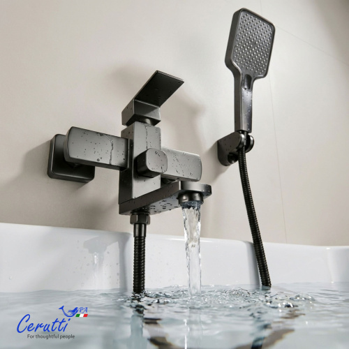 Смеситель для ванны Ceruttispa Клелия VGR (CLELIA VGR) из нержавеющей стали, цвет серый матовый