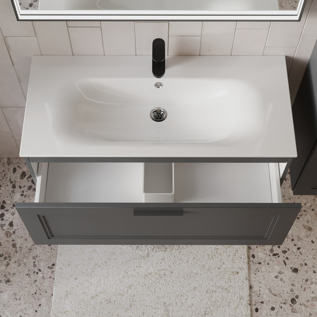 Тумба с раковиной подвесная (100 см) Terminus Classik CLA101001701601O, графит