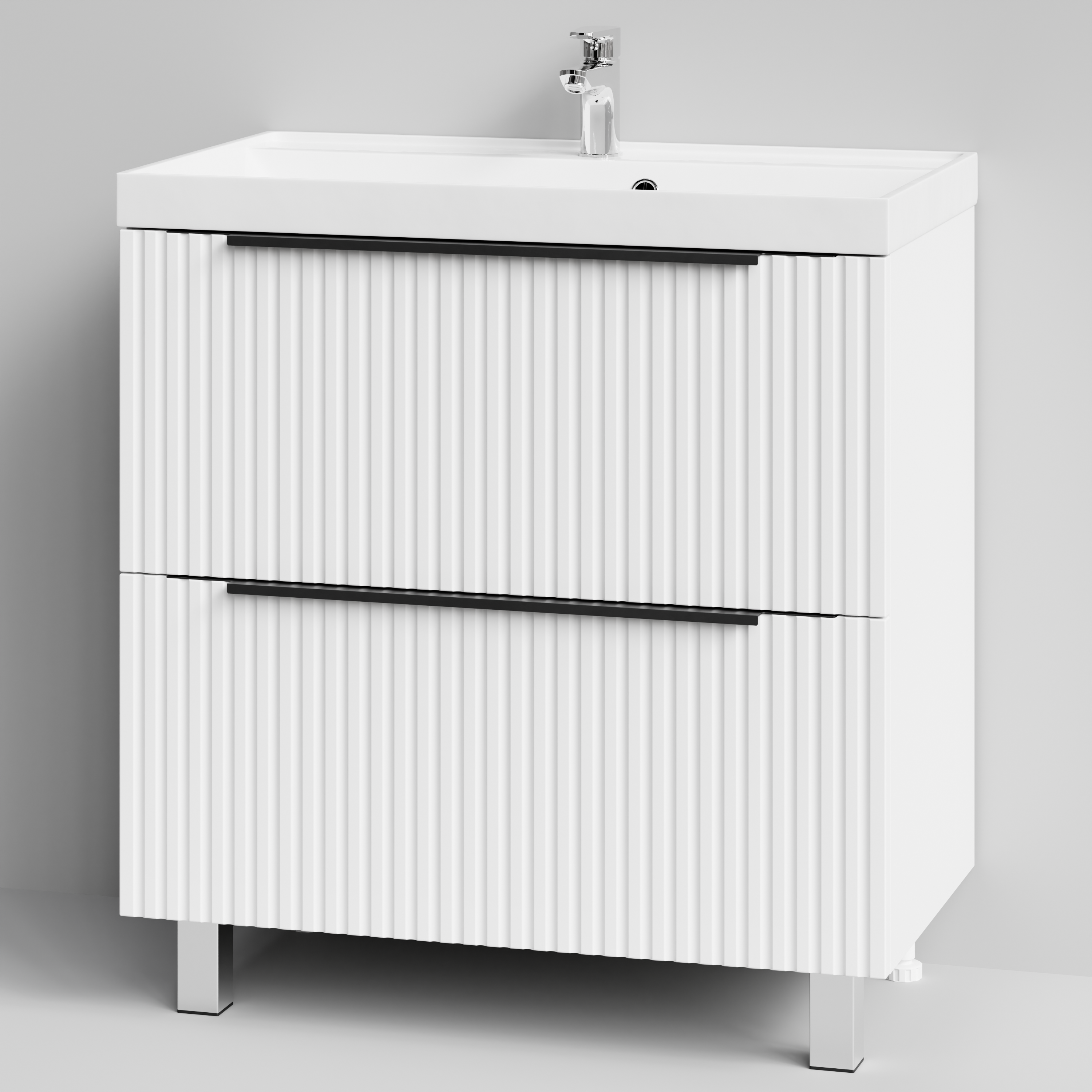 Тумба с раковиной Vod-ok Дольче 80 2 ящика, напольная, белая + 13 цветов