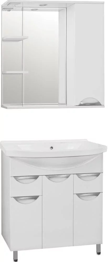 Зеркало со шкафчиком Style Line Жасмин 80/С R свет, белый