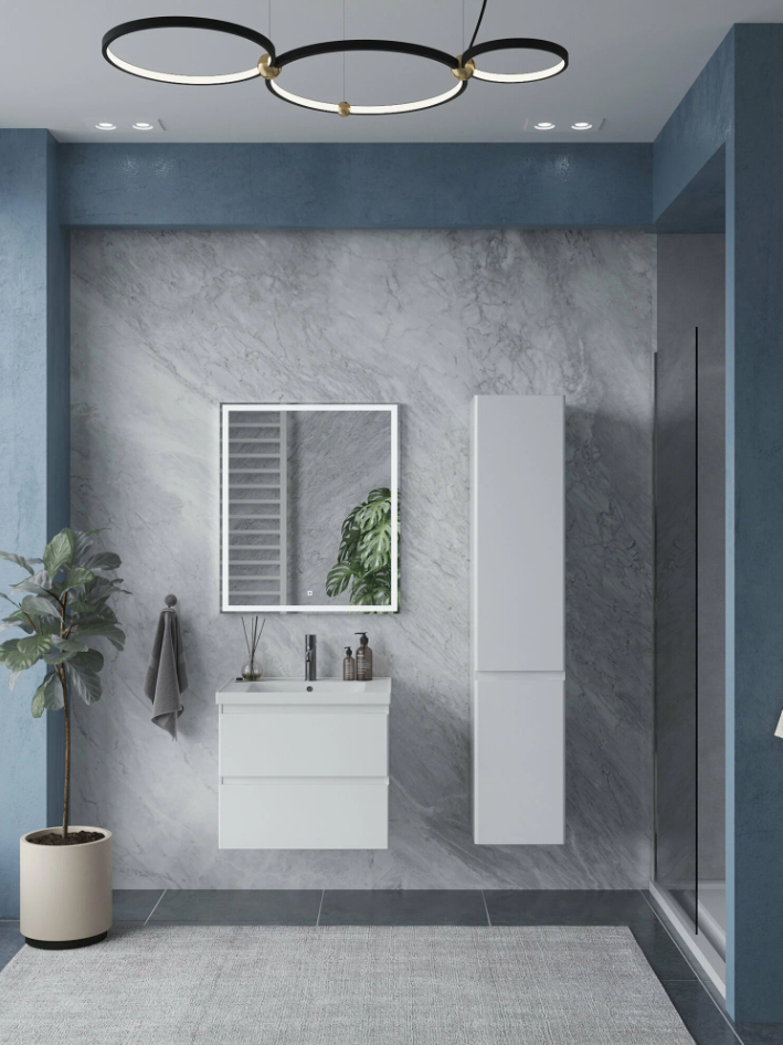 Тумба подвесная SanStar Riana 60 с раковиной Грейс 60 (комплект), белая