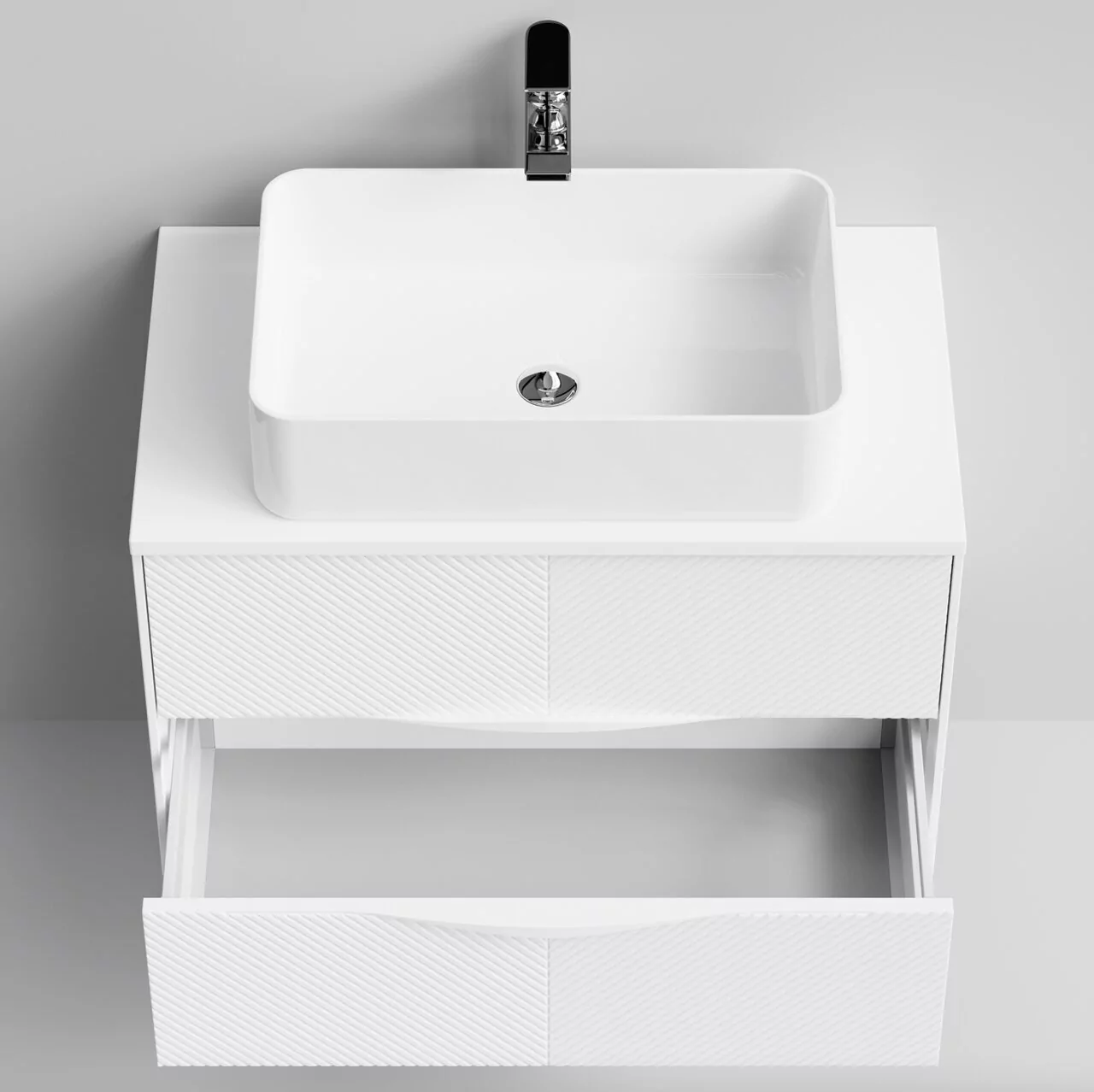 Тумба подвесная Vod-ok Липс 80 с раковиной Олимпия 560, белый + 7 цветов