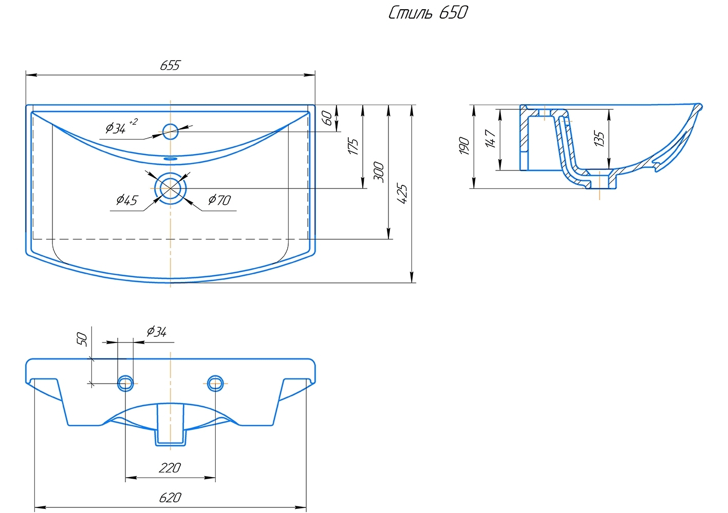 Тумба с раковиной Адам 65 напольная, Дуб Тортуга