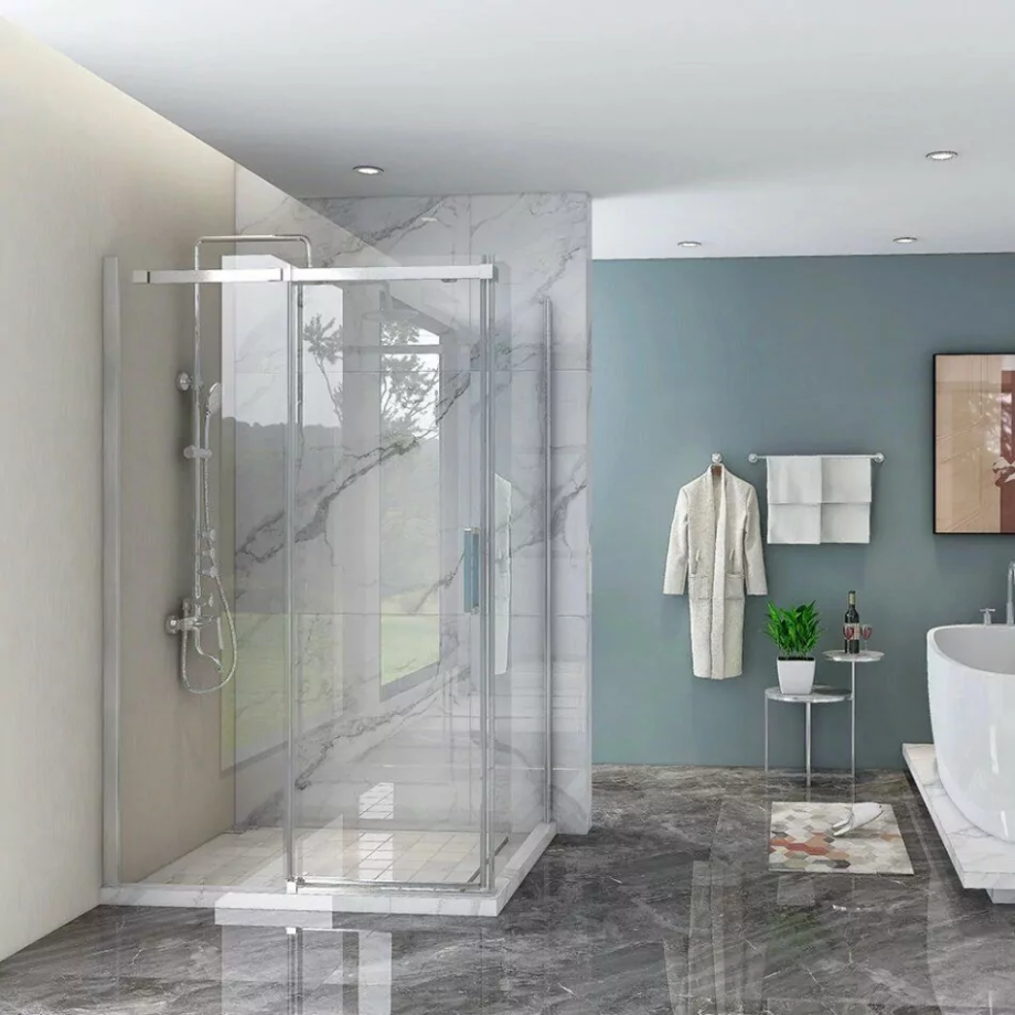 Душевой уголок Veconi RV071-16090PR-01-19C4 160х90 без поддона, прозрачное стекло, хром