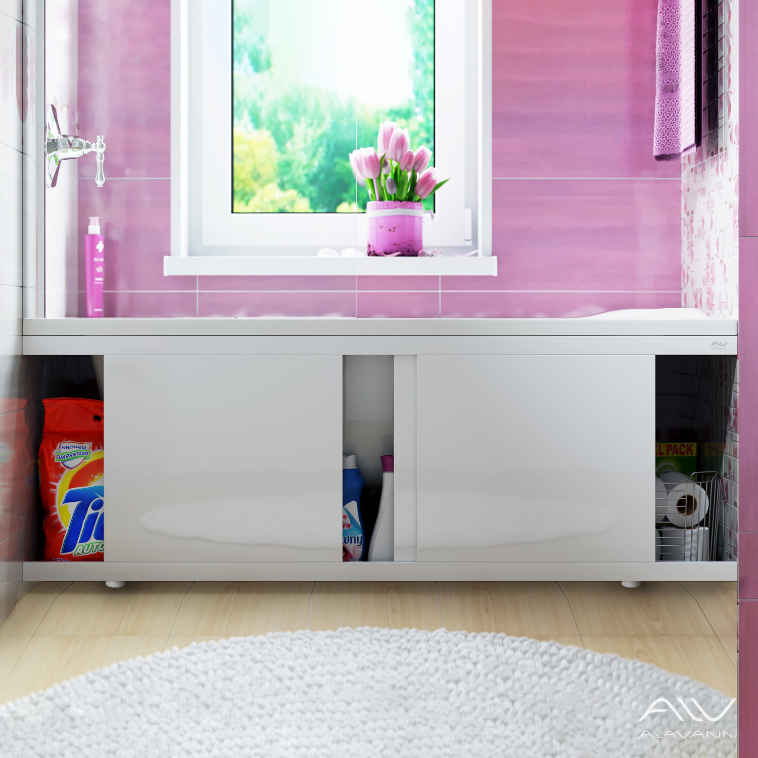 Экран под ванну Alavann Crystal 160 раздвижной белый