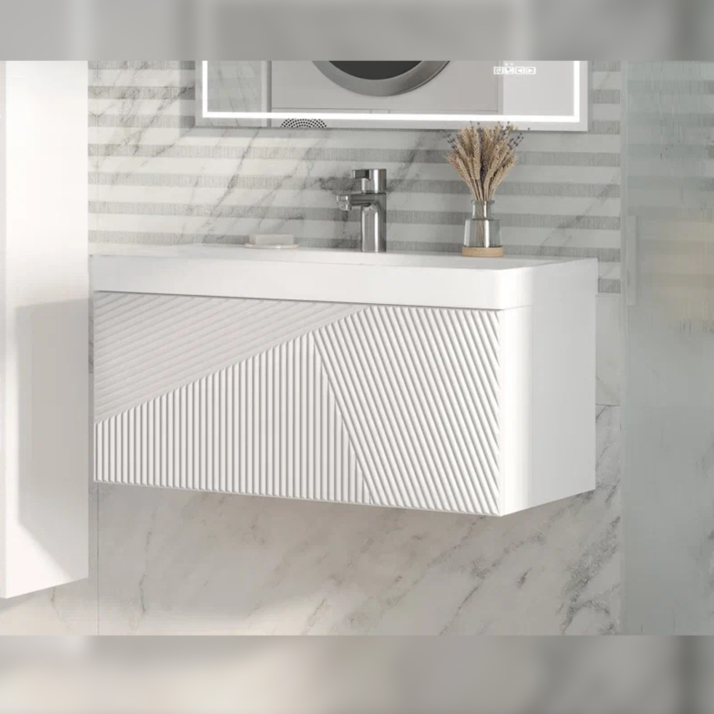 Тумба с раковиной подвесная Velvex Edge tp.EDG.9696.80.1Y белый глянец, 80 см