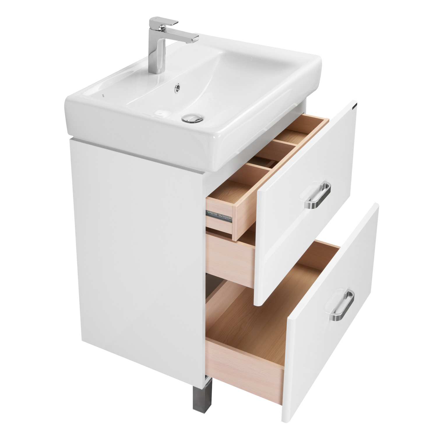 Тумба напольная Aquaton Америна 80 Н с раковиной Тигода 80, два ящика, белый