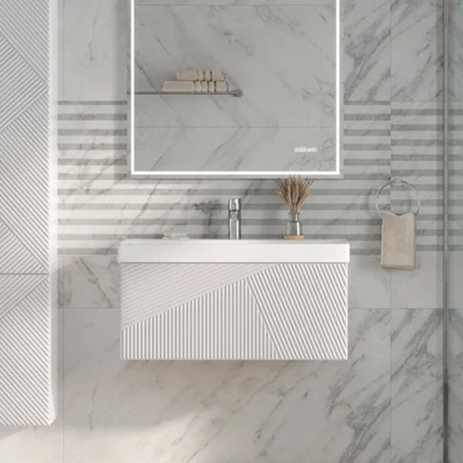 Тумба с раковиной подвесная Velvex Edge tp.EDG.9696.80.1Y белый глянец, 80 см