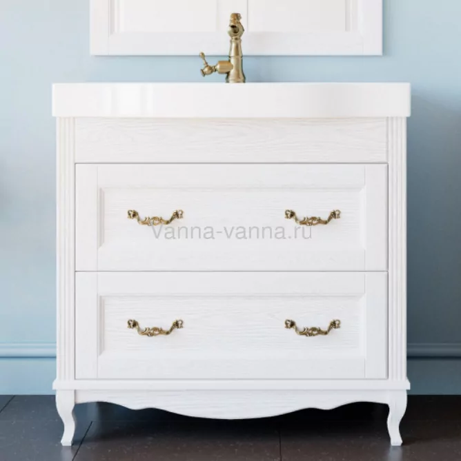 Мебель для ванной ValenHouse Лиора 90 комплект, напольный, белый, бронза