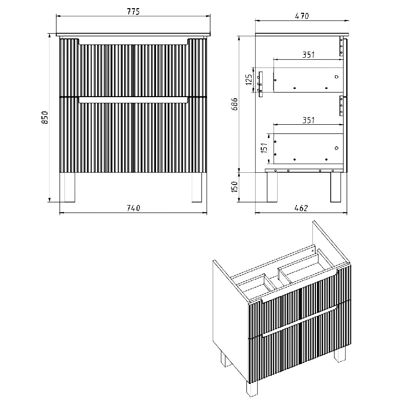 Тумба с раковиной подвесная Dreja Euphoria 80 см, бежевый