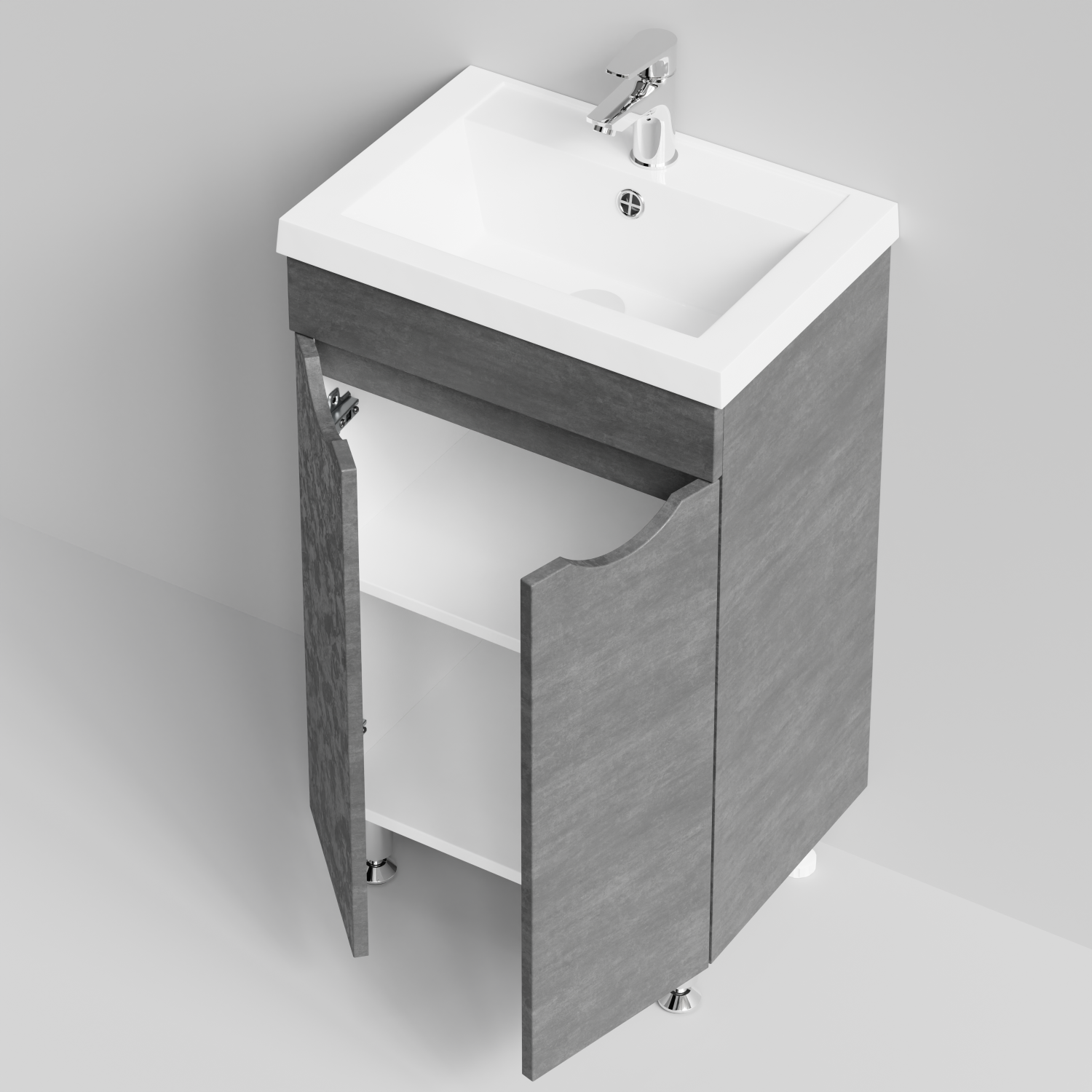 Тумба с раковиной Vod-ok Смайл 50 напольная, Серый камень