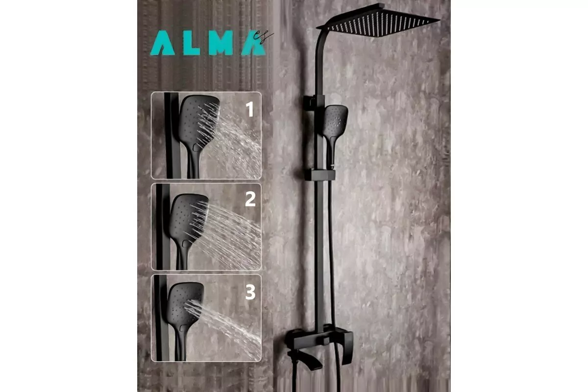 Душевая стойка ALMAes Turia SDI-1808 черный матовый