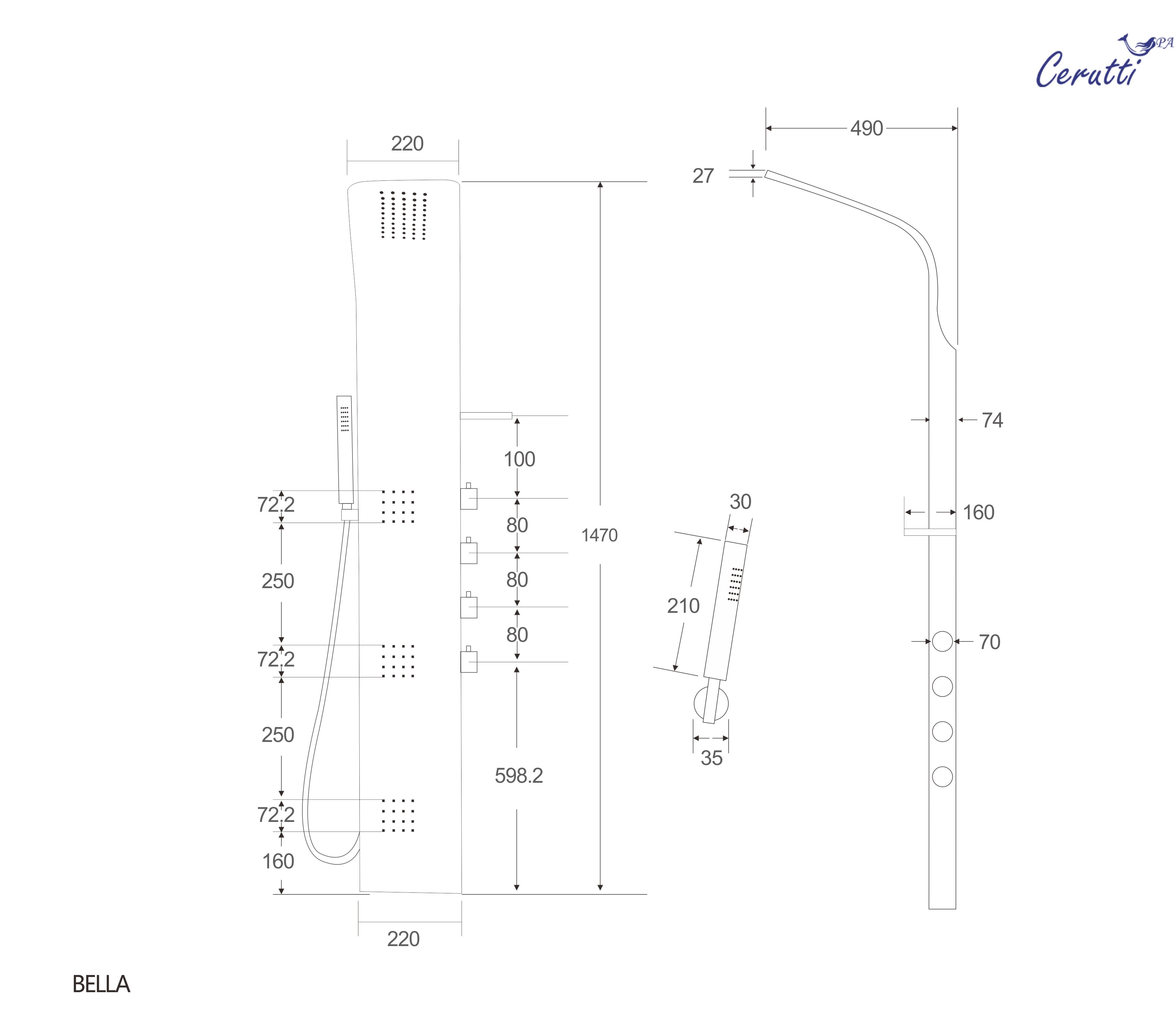 Душевая панель Cerutti Spa BELLA B CT9254 черный
