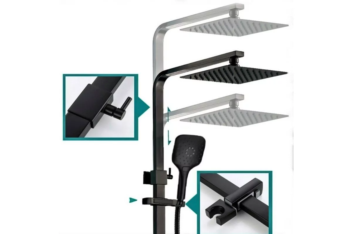 Душевая стойка ALMAes Turia SDI-1808 черный матовый