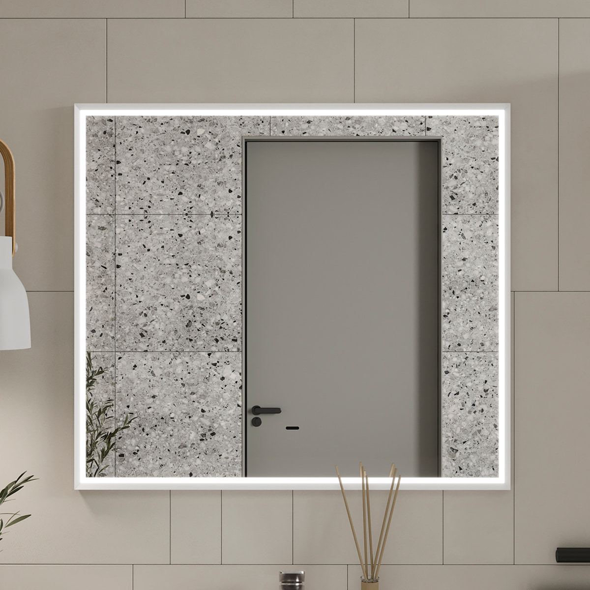 Зеркало EQUIL Lago LED 80 с подсветкой, белый