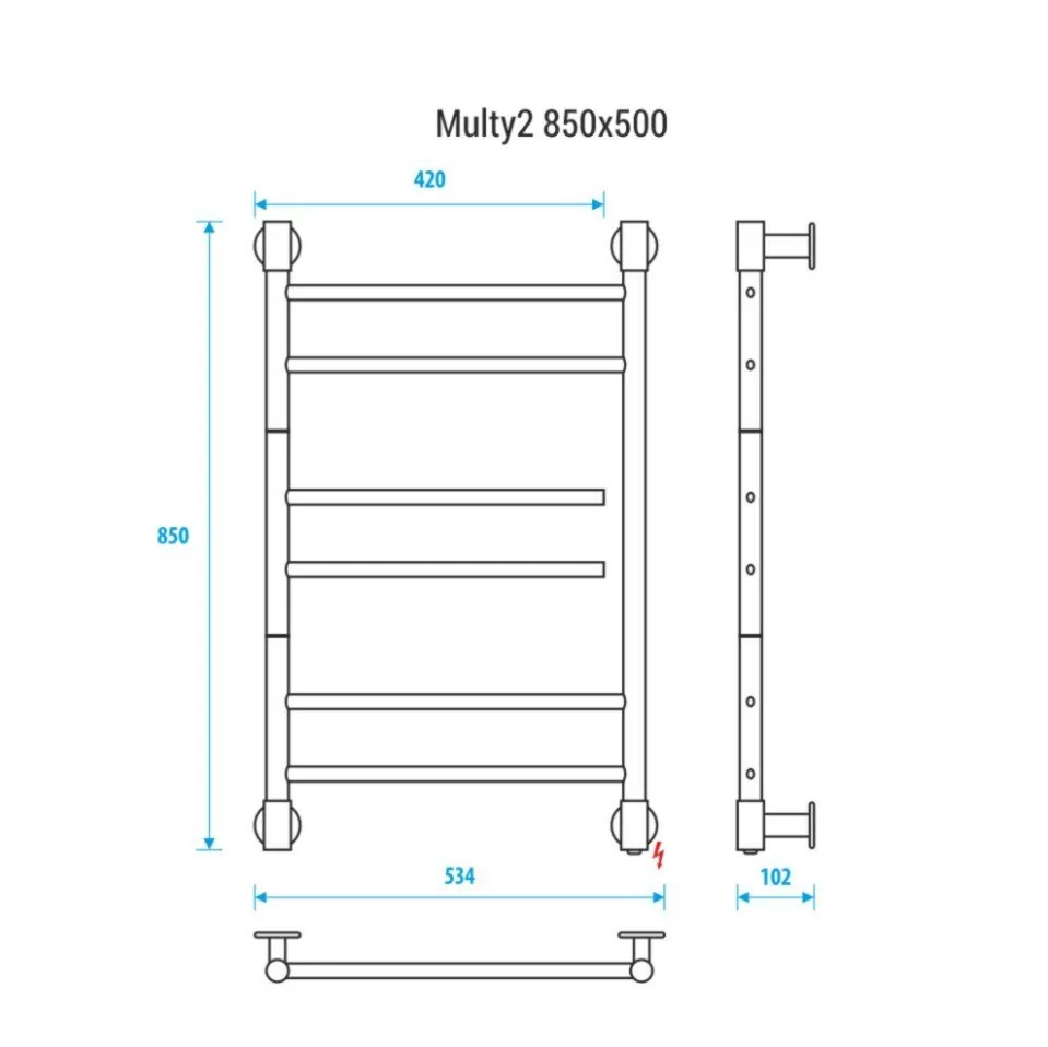 Полотенцесушитель электрический Energy Multy2 850х500 хром