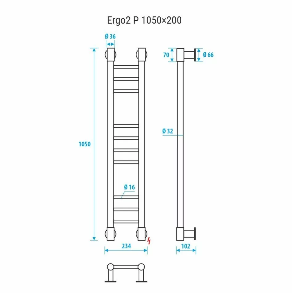Полотенцесушитель электрический Energy Ergo2 P 1050x200 прямой, белый матовый