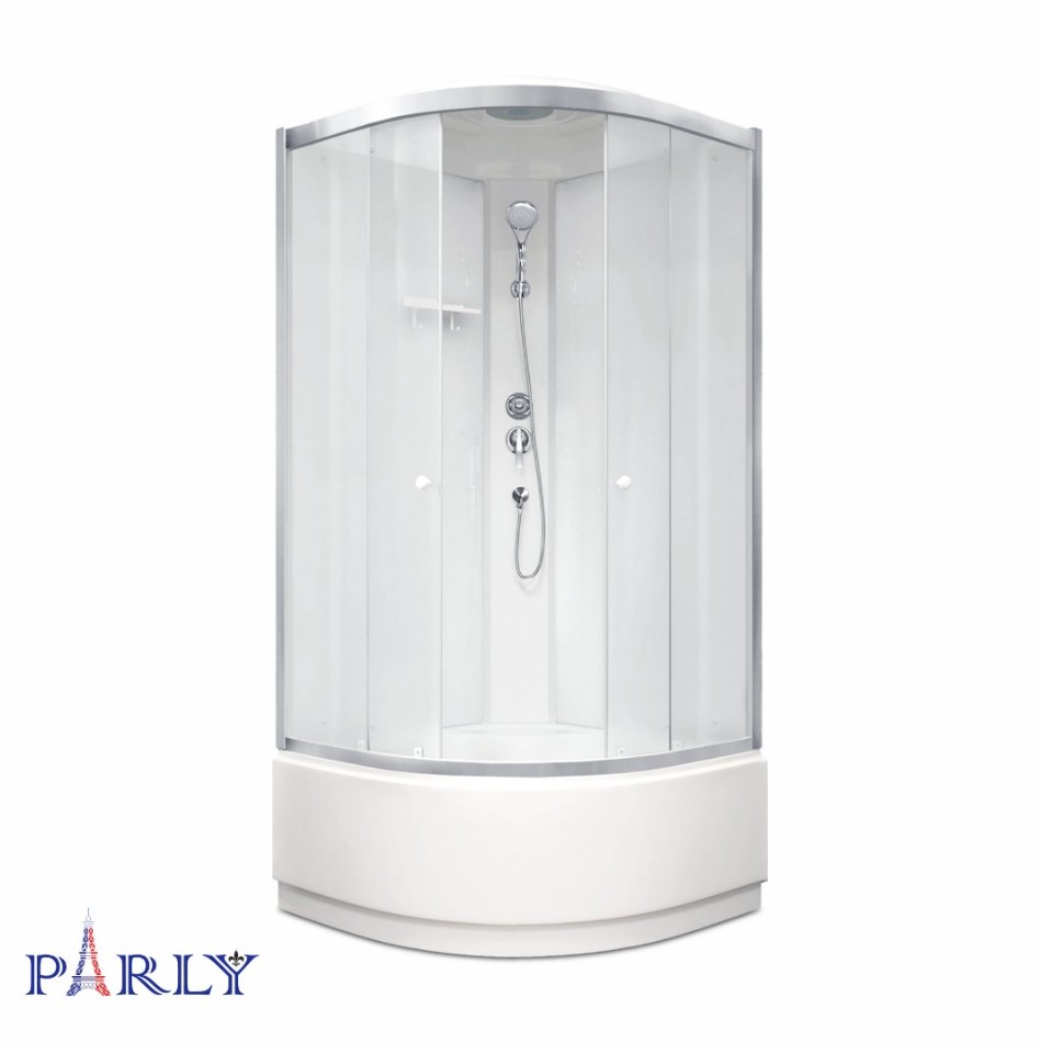 Душевой уголок PARLY BETT 821 80х80х215 1/4 круга, с поддоном, прозрачное стекло, матовый хром