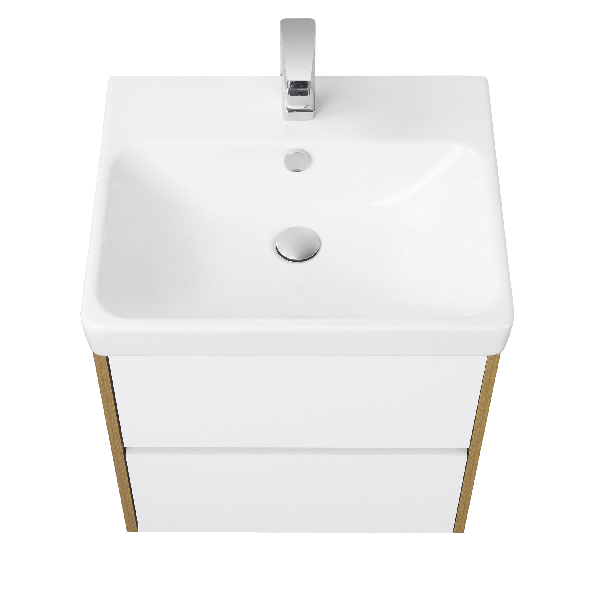 Тумба Aquaton Сканди 55 с раковиной Адриана 55, 2 ящика, подвесная, белый, дуб рустикальный