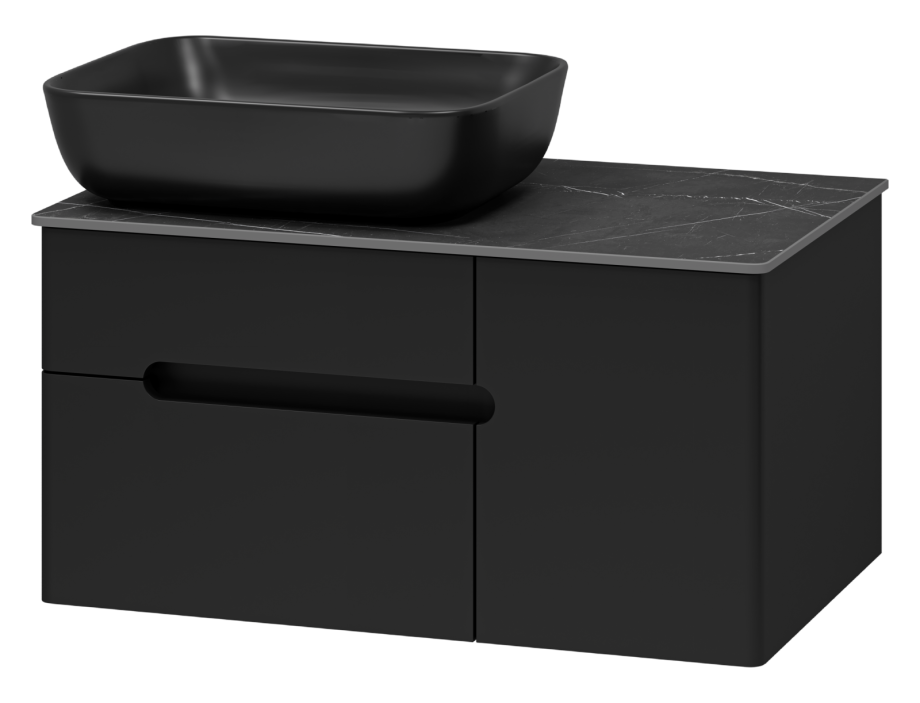 Тумба с раковиной Misty Роял 80 подвесная, черный
