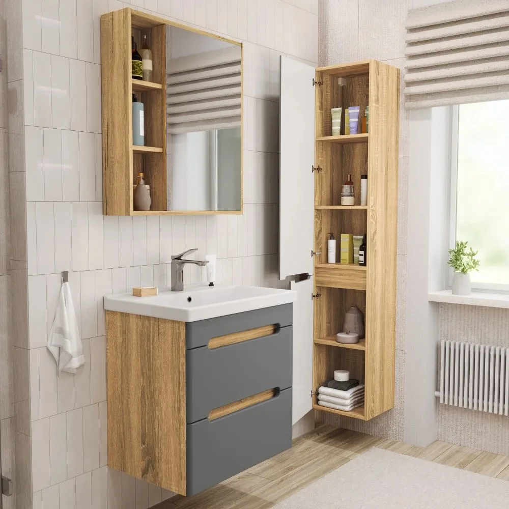 Тумба подвесная SanStar Diva 60 с раковиной Фест 60 (комплект), Gold Craft